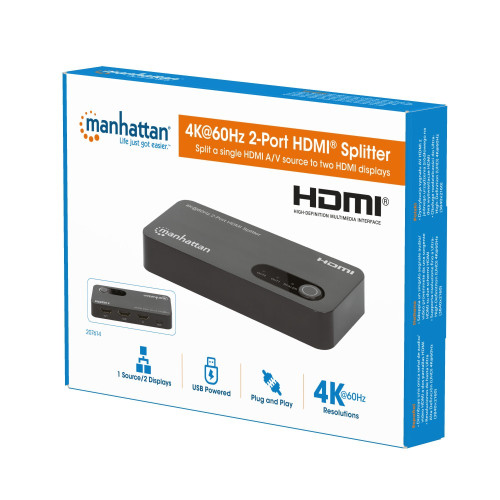 MANHATTAN IDATA HDMI-4K2P60MH HDMI SPLITTER 4K@60Hz UHD 3D με LED 2 κατευθύνσεων