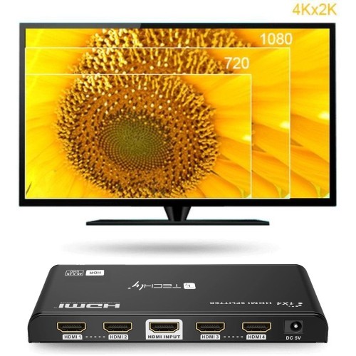 Techly IDATA HDMI2-4K4 - 4K HDMI 2.0 Splitter 4-way HDR