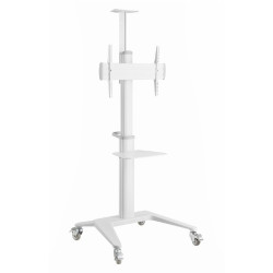 GEMBIRD ALUMINUM TV FLOOR STAND WITH CASTER WHEELS 37′-70′ WHITE