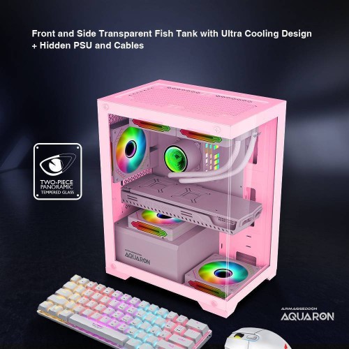 Armaggeddon Aquaron Gaming Midi Tower Κουτί Υπολογιστή με Πλαϊνό Παράθυρο Ροζ