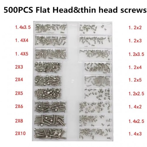 500Pcs 18 Types Mini Screw Nuts DIY Kit Laptop Computer Assemble Repair Screws Fastener Set For Repairing Sunglass Phone