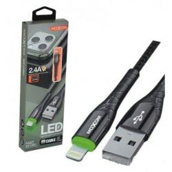Moxom Braided / LED USB to Lightning Cable Μαύρο 1m