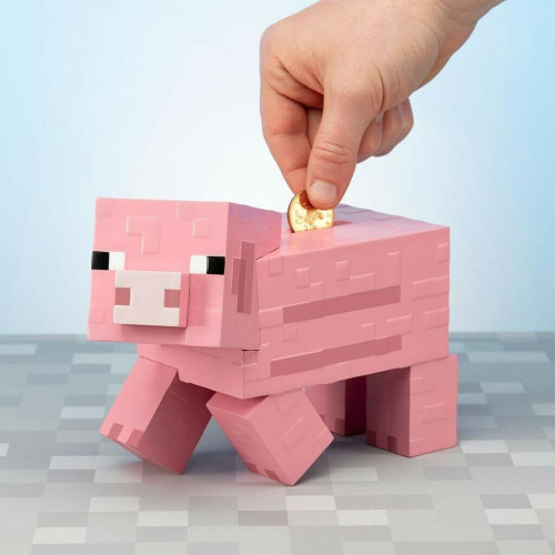 Paladone Παιδικός Κουμπαράς Πλαστικός Minecraft Pig Ροζ 20x12cm