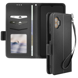 Avizar Clamshell Case Galaxy Xcover 7 Pro Wrist Strap Wallet Holder Black