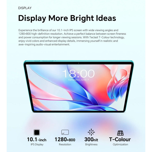 TECLAST tablet P33, 10.1", 3/64GB, Android 15, 6000mAh, μπλε