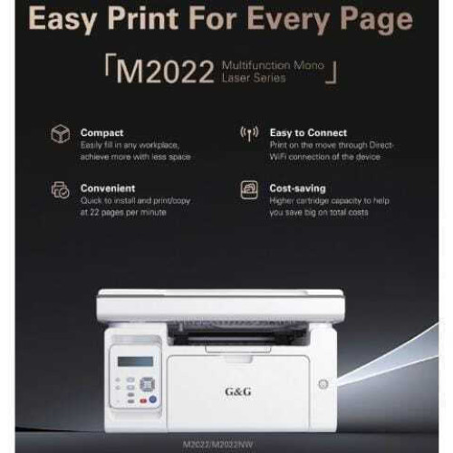 G&G M2022NW Ασπρόμαυρο Πολυμηχάνημα Laser με WiFi και Mobile Print