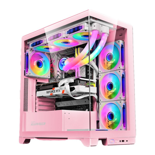 ARMAGGEDDON E-ATX RGB TRANSPARENT FISH TANK GAMING CASE AQUARON XTREME PINK