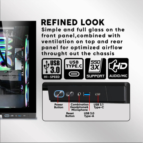 ARMAGGEDDON E-ATX RGB TRANSPARENT FISH TANK GAMING CASE AQUARON XTREME PINK