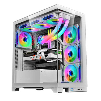 ARMAGGEDDON E-ATX RGB TRANSPARENT FISH TANK GAMING CASE AQUARON XTREME WHITE