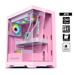 ARMAGGEDDON FULL ATX TRANSPARENT FISH TANK GAMING CASE AQUARON PRO PINK