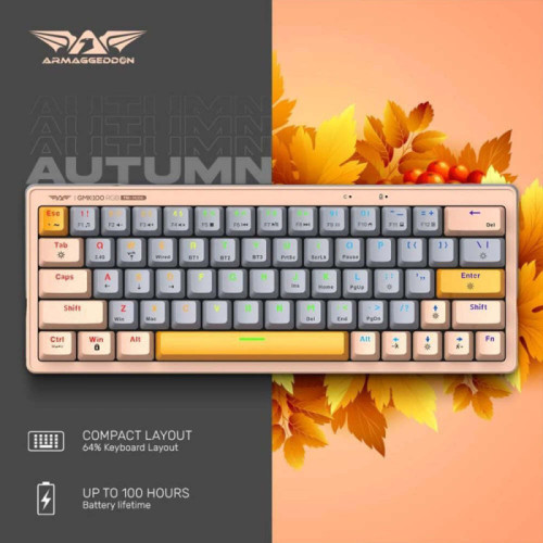 ARMAGGEDDON TRIMODE MECH RGB KEYBOARD LINEAR 63KEYS GMK-100 AUTUMN