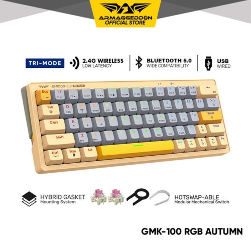 ARMAGGEDDON TRIMODE MECH RGB KEYBOARD LINEAR 63KEYS GMK-100 AUTUMN
