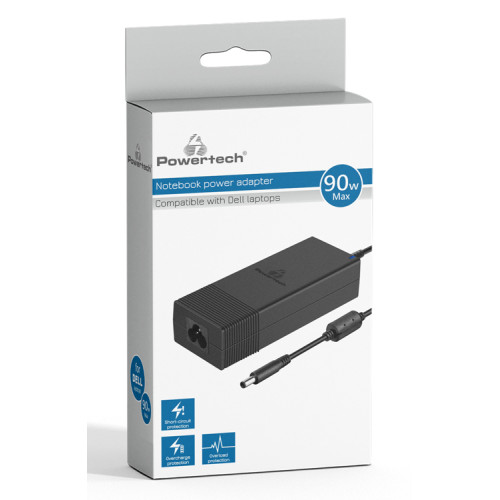 Powertech Φορτιστής Laptop 90W 19.5V 4.62A για Dell χωρίς Καλώδιο Τροφοδοσίας και με σετ βυσμάτων