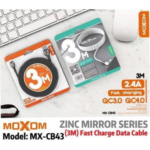 Moxom MX-CB43 Braided USB to Lightning Cable Μαύρο 3m