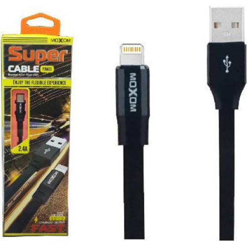 Moxom Flat USB to Lightning Cable Μαύρο 1m