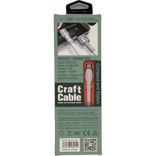 Moxom MX-CB30 USB to Lightning Cable Λευκό 1m