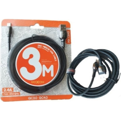 Moxom Braided USB 2.0 to micro USB Cable Ασημί 3m