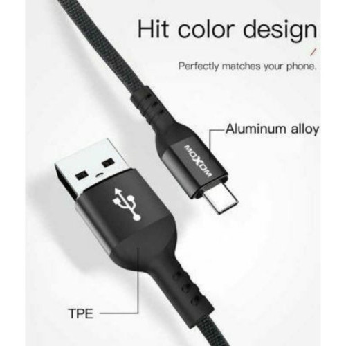 Moxom Braided USB 2.0 to micro USB Cable Ασημί 3m