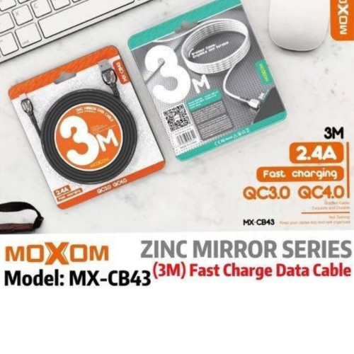 Moxom Braided USB 2.0 to micro USB Cable Ασημί 3m