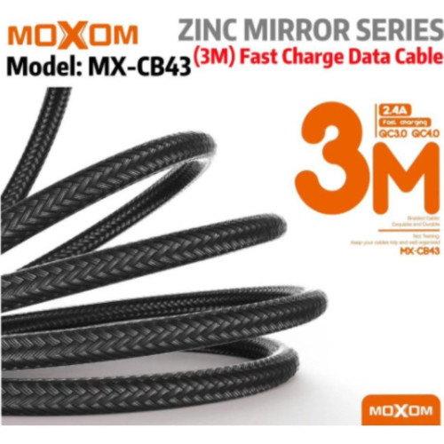 Moxom Braided USB 2.0 to micro USB Cable Ασημί 3m