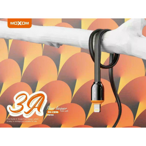 Moxom MX-CB96 Flat USB to Lightning Cable Μαύρο 1m