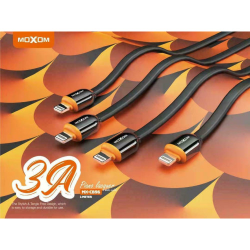 Moxom MX-CB96 Flat USB to Lightning Cable Μαύρο 1m