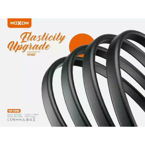 Moxom MX-CB96 Flat USB to Lightning Cable Μαύρο 1m