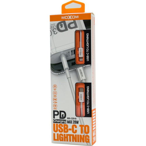Moxom USB-C to Lightning Cable 28W Λευκό 1m