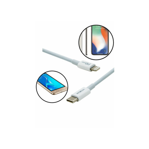 Moxom USB-C to Lightning Cable 28W Λευκό 1m