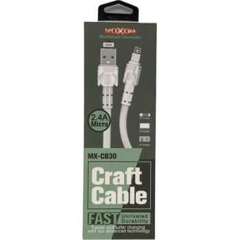 Moxom MX-CB30 Regular USB 2.0 to micro USB Cable Λευκό 1m