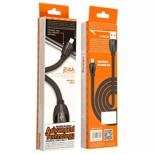 Moxom MX-CB18 Regular USB 2.0 to micro USB Cable Μαύρο 1m
