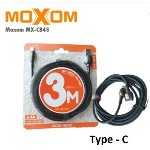 Moxom MX-CB43 Braided USB 2.0 Cable USB-C male - Γκρι 3m