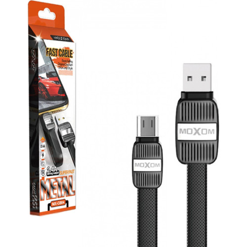 Moxom Flat USB 2.0 to micro USB Cable Μαύρο 1m (MX-CB04)