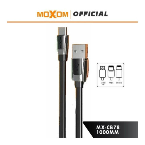 Moxom Flat USB-A to Lightning Cable Μαύρο 1m (MX-CB78)