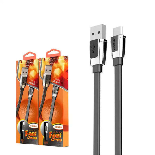 Moxom Flat USB-A to Lightning Cable Μαύρο 1m (MX-CB78)