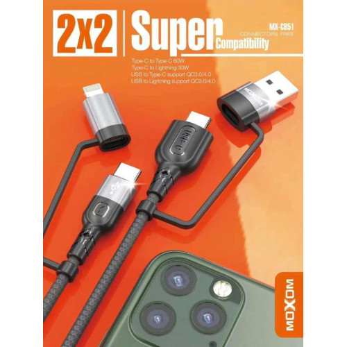 Moxom Regular USB to Type-C / Lightning Cable 1m (MX-CB51) Moxom Regular USB to Type-C / Lightning Cable 1m (MX-CB51)