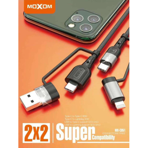 Moxom Regular USB to Type-C / Lightning Cable 1m (MX-CB51) Moxom Regular USB to Type-C / Lightning Cable 1m (MX-CB51)