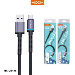 Moxom LED USB 2.0 Cable USB-C male - USB-A female Μαύρο 1m (MX-CB131)