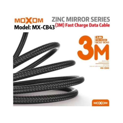 Moxom MX-CB43 Braided USB 2.0 Cable USB-C male - USB-A Μαύρο 3m