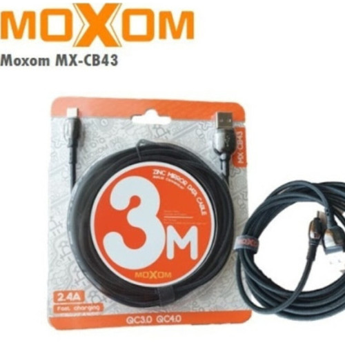 Moxom MX-CB43 Braided USB 2.0 Cable USB-C male - USB-A Μαύρο 3m