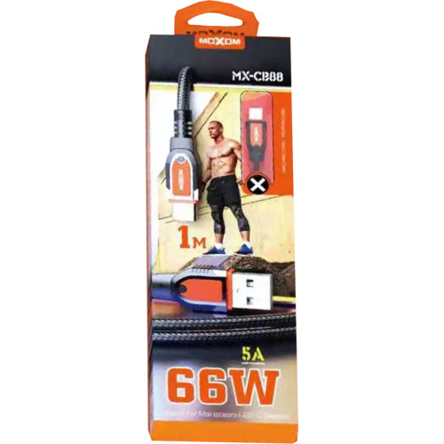 Moxom Braided USB 2.0 Cable USB-C male - USB-A 66W Μαύρο 1m (MX-CB88)