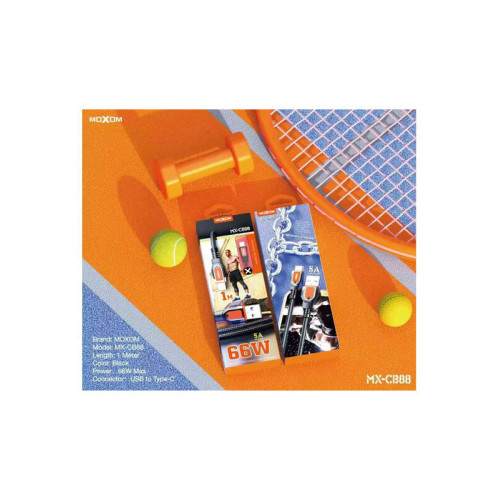 Moxom Braided USB 2.0 Cable USB-C male - USB-A 66W Μαύρο 1m (MX-CB88)
