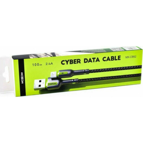 Moxom MX-CB52 Braided USB to Lightning Cable Μαύρο 1m