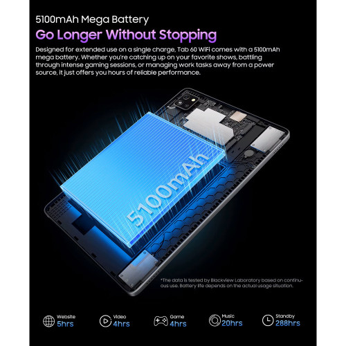 Blackview Octa Core Tablet 10.1′ (4GB+128GB) TAB60 Wifi Android 14 Grey