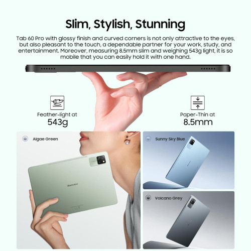 Blackview Octa-core 4G Lte Tablet 10.1′ (8GB+128GB) TAB60 Pro Set Android 14 Grey