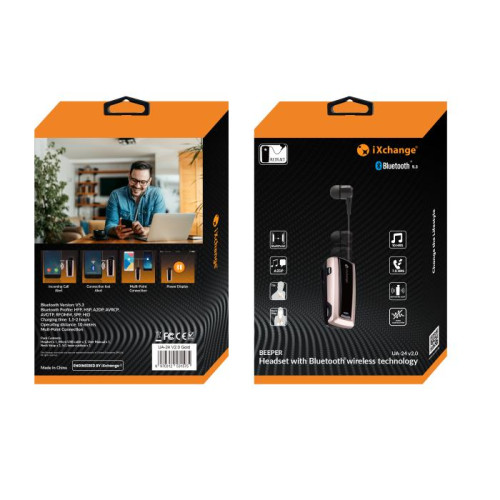 Ακουστικό Επαναφερόμενο BT iXchange UA24 V2.0 Χρυσό