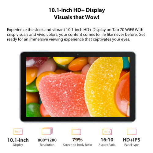 Blackview Quad-Core Tablet 10.1′ (4GB+64GB) TAB70 Wifi Android 13 Grey