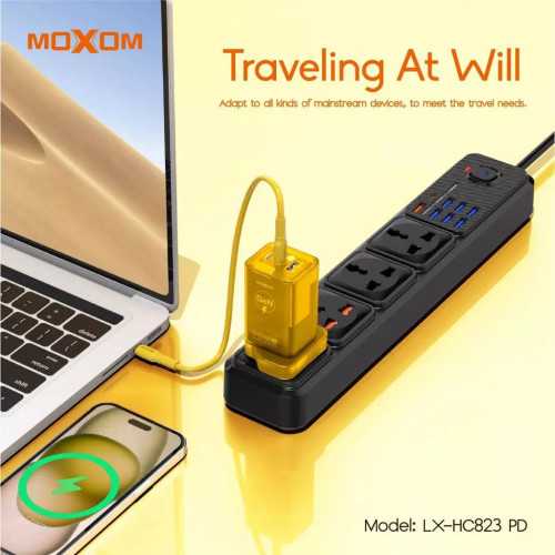 MOXOM LX-HC823PD GAN 65W FAST CHARGER with Type-C to Type-C Cable Black