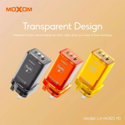 MOXOM LX-HC823PD GAN 65W FAST CHARGER with Type-C to Type-C Cable Black