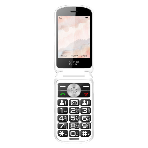 ΚΙΝΗΤΟ ΜΕ ΠΛΗΚΤΡΑ NSP 2700DS 2G FLIP 2.8" 64MB/128MB DUAL SIM RADIO-MP3/MP4 SOS BUTTON WHITE GR